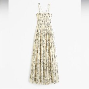 Abercrombie and fitch cream smocked bodice maxi dress